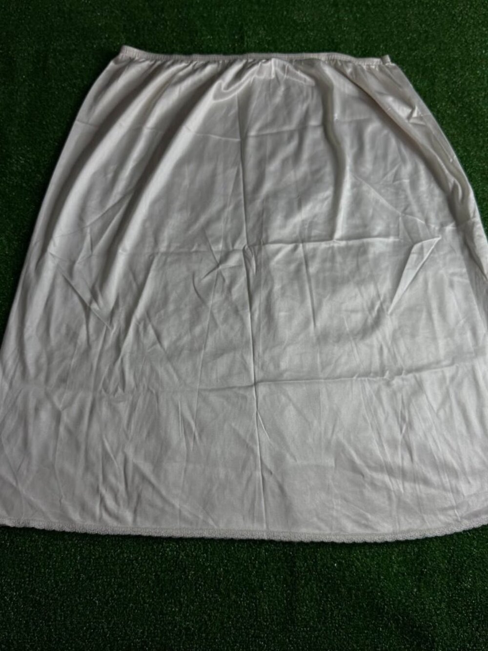 Vintage Vassarette White Nylon Tricot Lace Trim Half Slip Underskirt Size 2XL